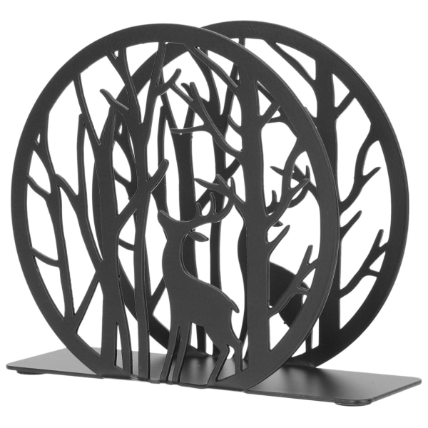 Hul Elk Træ Serviet Holder Metal Vævspapir Holder Vævspapir Opbevaring Stativ Serviet Metal Holder Sort 12.4X10.2CM