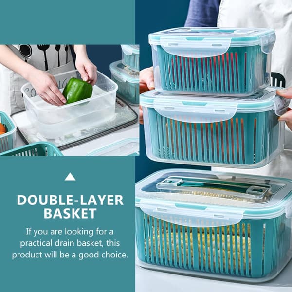5 Pcs Double-Layer Kitchen Drain Baskets for Fruit and Vegetable Washing