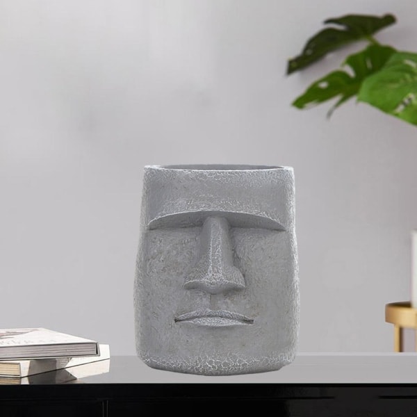 1/2/3/5 Påskeøen Statue Blomsterkrukke Sukkulent krukke til hjemmet Grå Type 4 1 stk