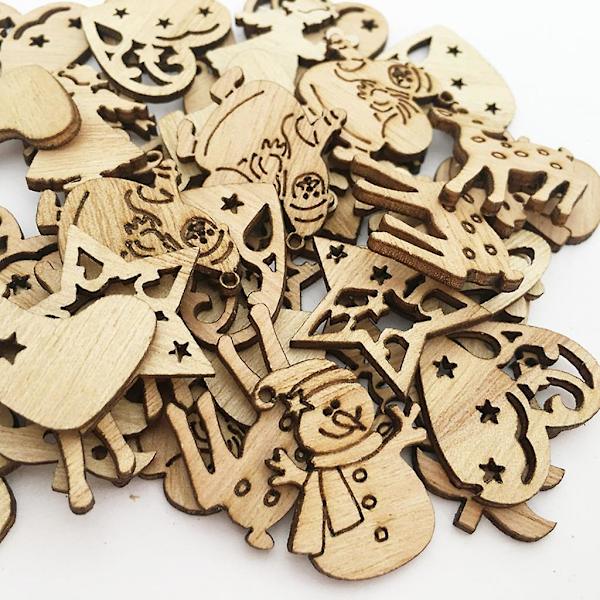50 kpl DIY luonnonpuusta valmistettuja joulukuusen riipuksia koristeita uutuus beige