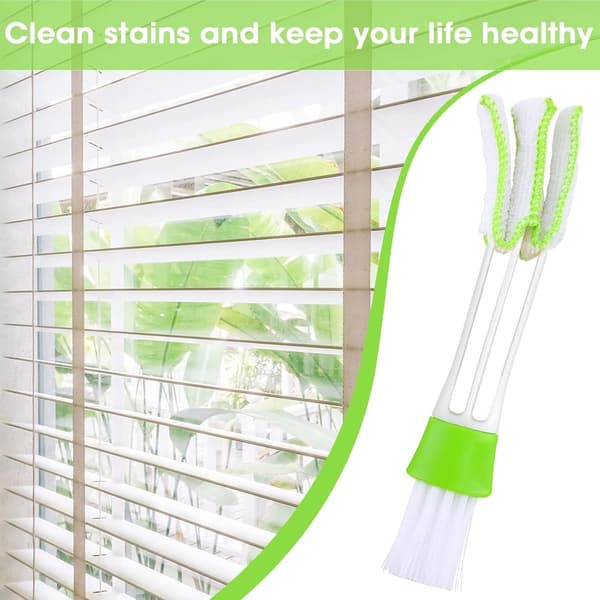 Blind Cleaning Tool - 2-in-1 Slat Duster with Microfiber Cloth - Adjustable Dust Brush for Window Blinds Grey grey