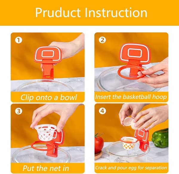 Ägguleseparator, lekfull basketkorgsdesign, effektiv ägguleseparation, röd (Ho)