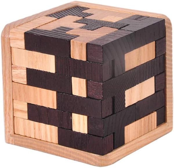 Gobus Wooden Speaker Magic Cube 54 Pieces T-Shape Building Blocks Puzzle Brain Teaser Puzzle