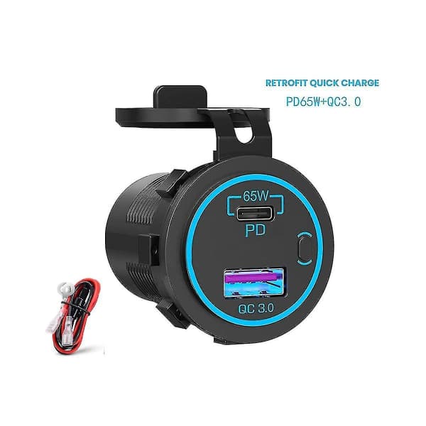 2025-65w Pd 12v Usb Socket For Laptop Usb C Car Charger Socket Waterproof Adapter For-fg