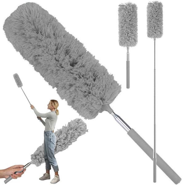 Teleskooppinen mikrokuitupölyhuiska 35–83 cm harmaa