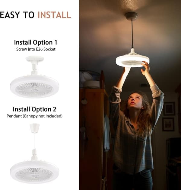 Versatile Ceiling Fan with Remote-Controlled Multi-Color LED Lamp and 3 Speeds