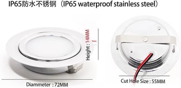 4 pcs Ultra Thin LED Downlight 12V DC Built-in Ceiling Spotlight 3W White 4000K for Camping Car Bathroom Cabinet Lighting