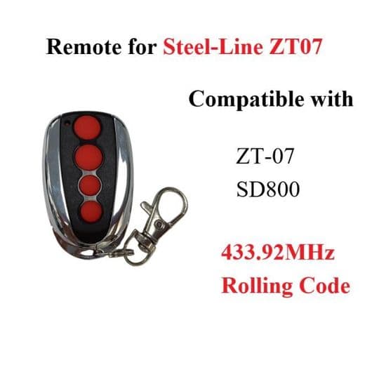 Replacement Garage Door Remote Control, Steel-Line ZT07 SD800, 433.92MHz, Rolling Code [B217728337]