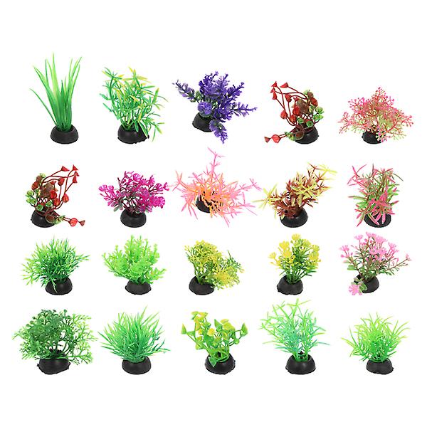 20 st Botaniska Dekorationer Artificiella Plastväxter Akvarium Dekorationer Akvarium Växter Akvarium Dekoration Artificiell Havstång Växt 2,5X2,5X5CM 2.5X2.5X5CM