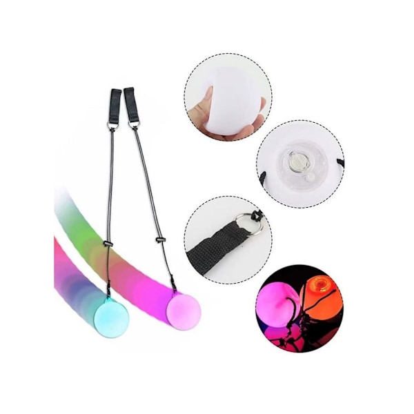 Blød Spindende Glow Poi til Begynderbørn og Professionel Regnbue Fade og Høj Strobe Spindende LED Glow Legetøj Lysende Bolde 2 stk