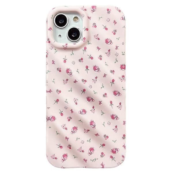 For iPhone 15 Pro Case Pink Floral Pattern TPU Phone Case