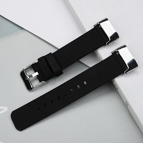 Til Fitbit Charge 5 Nylon Canvas Urrem JRT Black