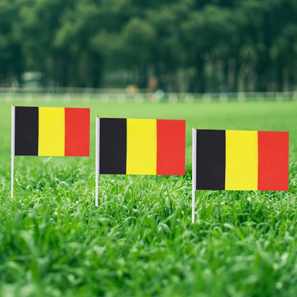Belgien Flagga Belgisk Handhållen Liten Mini Stick Flaggor Dekorationer Internationella Länder Världsflaggor För Fest OS (20-pack)