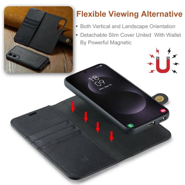 DG.MING 2-i-1 Magnetisk Pung Samsung Galaxy S25 Edge Sort