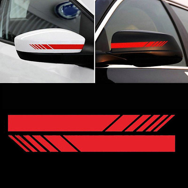 2 stk røde Bakspejl Stickers Bilstylning Kæledyrs Bilsticker Bakspejl Side Decal Stripe Biltilbehør Bilstickers