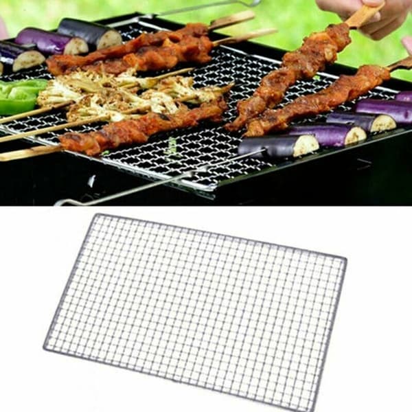 Grillrist i rustfritt stål for camping, grilling, piknik 40x25cm sølv