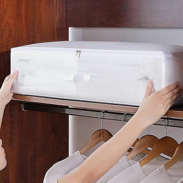 Under Bed Storage Container with Zipper 50*40*15cm Durable PVC Storage Organizer for Clothes, Bedding, 2-Pack