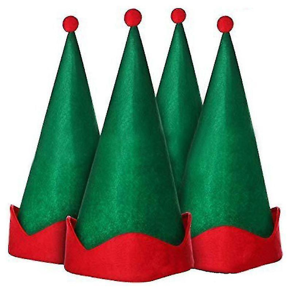 Söt Julhatt Tomte Elfhatt Spetsig Hatt För Festligheter. (grön+röd)(4st)
