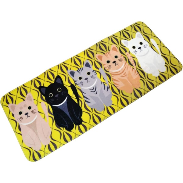 Non-Slip Kitchen Mat Absorbent Bath Mat Front Sink Mat Decorative Flannel Washable Rug for Living Room Bedroom Bathroom Kitten