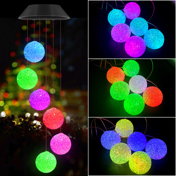 LED aurinkotuulikellot ulkovalkoinen riisipallon värinen valo riippuvat tuulikellot lamppu Värikäs yövalo vedenpitävä muotoiltu tuulikello