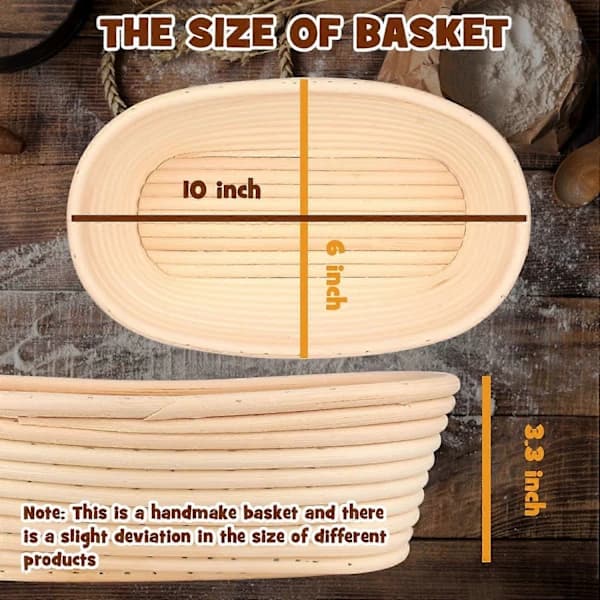Oval Bread Basket, Handmade Banneton Bread Basket Brotform with Bread Knife, Dough