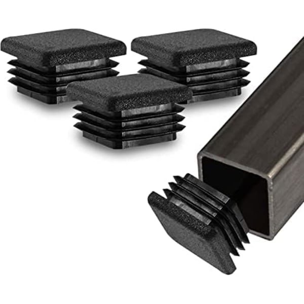 2" tommer (50 mm) plast hulpropper indsats (20 pakke), kraftige sorte hardwarepropper og endehætter til firkantede rør, Gli