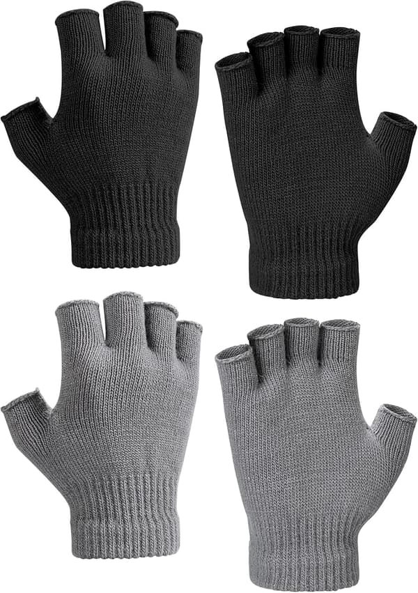 Par Vinter Fingerløse Vanter, Unisex Halvfinger Termiske Varme Vanter til Mænd og Kvinder
