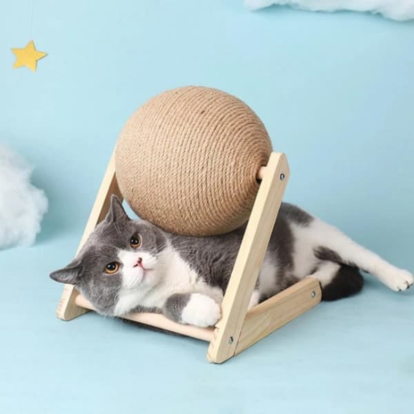 1 stk kloreball med stativ for katt - 12 cm beige