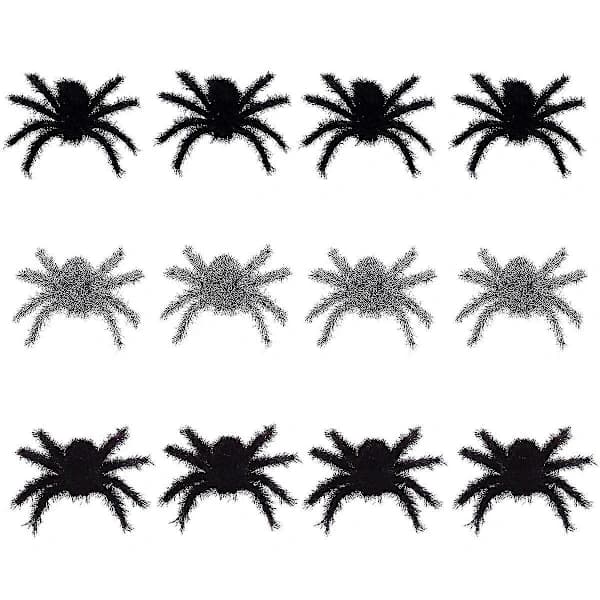 Scary 18-piece flocked spider decorations for Halloween decoration