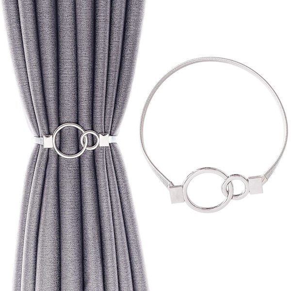 Magneettiset verhoklipsit, 1 kpl kierretty solmuverhokiinnike kotiin ja toimistoon, vahva magneettinen ver Silver