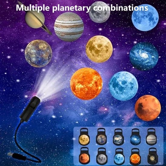 Projector - Planet Projector Starry Night Light - Galaxy Projector for Bedroom and Kids' Room - Space Lamp with Planets - USB Powered - 10 Patterns - 1 Piece