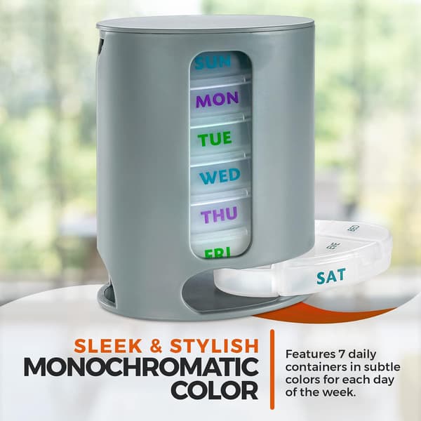 Weekly Pill Organizer, 1 Dispenser, 7 Stackable Compartments