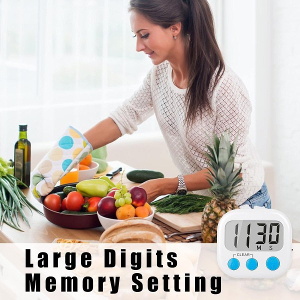 12-pack Digitala Köktimer för Matlagning Magnetisk Timer för Matlagning Hög Larm Vit Klar och Hög Larm
