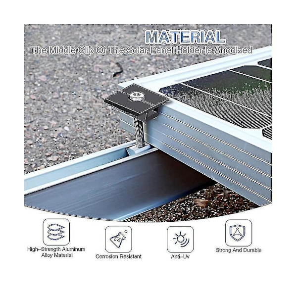 8-pack Centrumklämma 35 mm Svart T-formad Centrumklämma Fotovoltaisk Justerbar Solpanel Centrumklämma