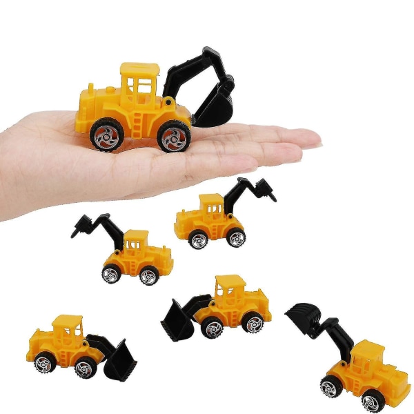 Byggekjøretøygraver-temakakedekorasjoner inkluderer 6 anleggsbilgravemaskiner Cupcake Toppers