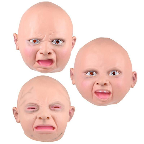 Leende Baby Latex Mask Kostymtillbehör Barn Baby Huvudmask För Cosplay Halloween