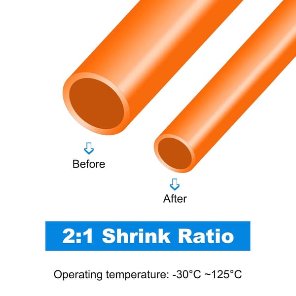 Krympeslange, 1/2 tomme ID 33 fod lang 2:1 forhold polyolefin kabelmuffe til elektrisk ledningsisolering, styring, orange SQUARE item_package_quantity