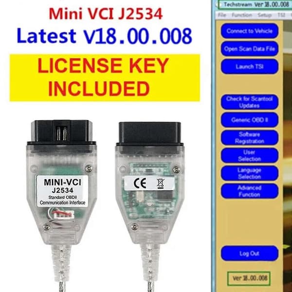 2024 MINI VCI TIS Techstream V18.00.008 J2534 Kabel til Toyota Diagnostik & Programmering