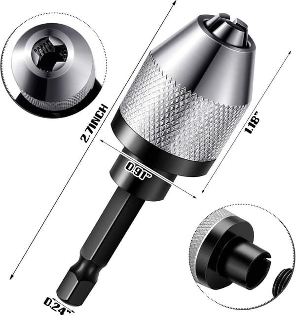 Borepatronadapter Nøkkelfri 1/4 Tommers Sekskantet Skaftpatron, 2 Stk item_package_quantity