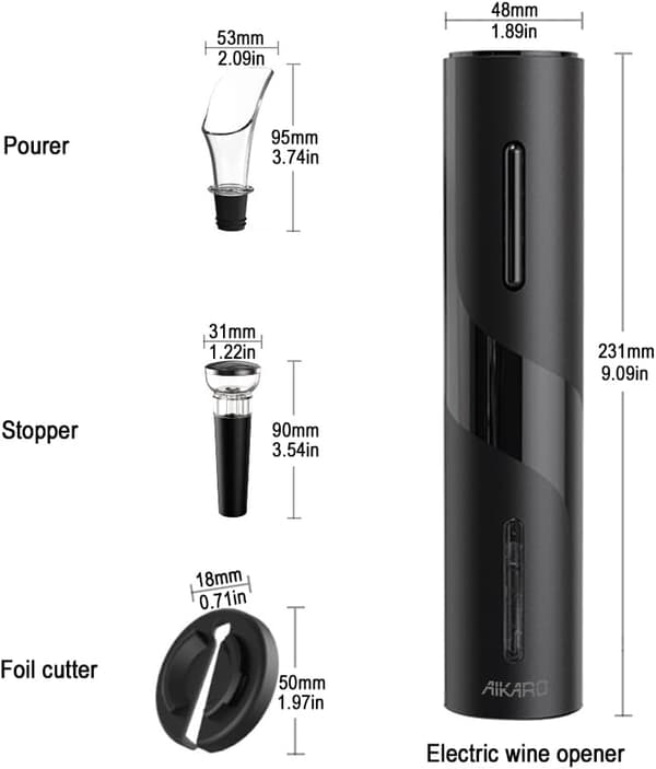 Electric Wine Opener Automatic Electronic Corkscrew, Battery Operated (Set)