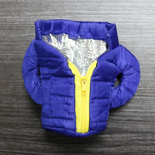 Insulated Beverage Jacket with Two Insulation Layers Fabric Can Jacket Cooler for Summer Camping Picnic Blue