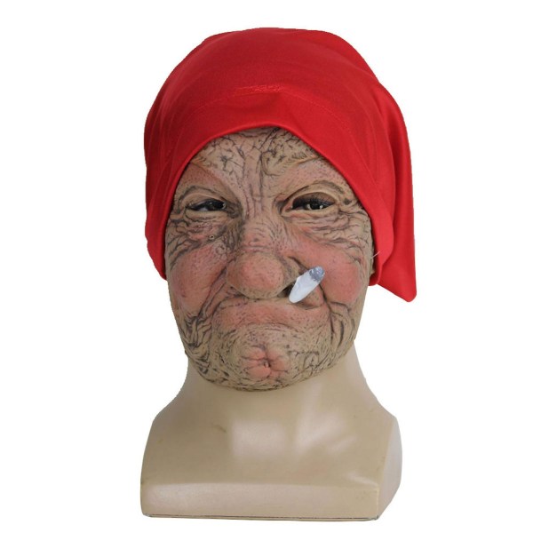 Style 2Halloween Old Man Latex Mask Rygning Bedstemor Bedstefar HovedbeklædningStyle 2