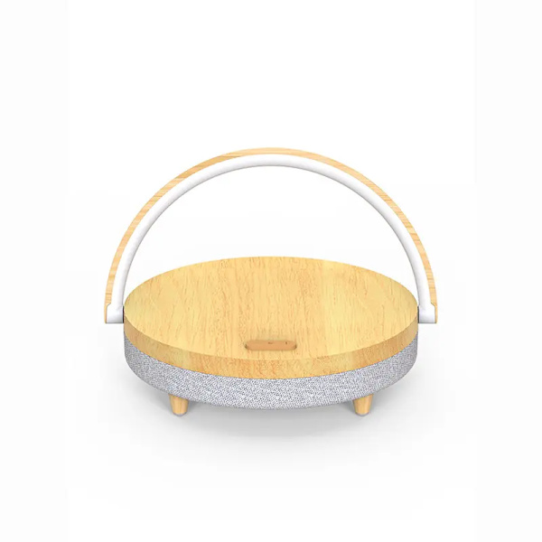 Musik LED Bordlampa med 10W Max Trådlös Laddare, Justerbar Mobiltelefonhållare, Bluetooth Dimbar Nattlampa med Touchkontroll