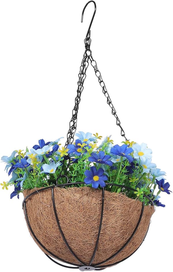 Hanging Basket with Artificial Flowers Creative Design Durable Material Convenient