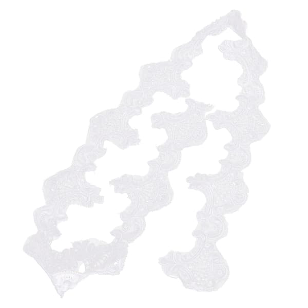 Dekorativ blondeperlebånd polyesterbrodert lapp klesdekorasjonstilbehør 1 yard hvit