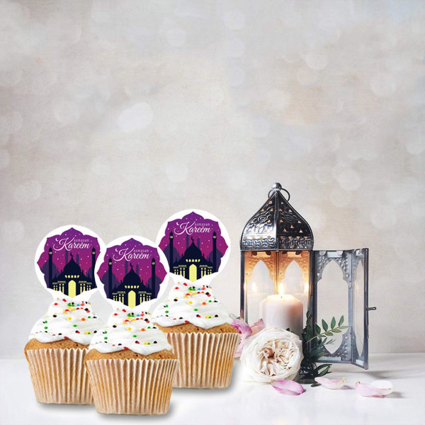 20 Pakker Happy Cake Toppers Festlig Ramadan Bagekage Toppers Stil 4