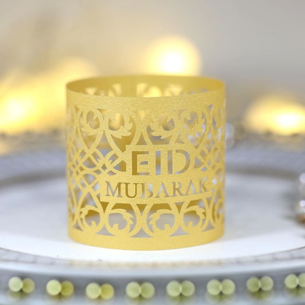 100 stk hule, flammeløse elektroniske lysskjermer Dekorasjon Ramadan lampeskjermer Festdekorasjon Reflekterende gull