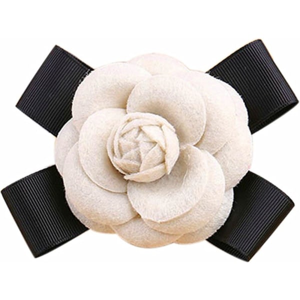 Elegant Ull Camellia Flower Brosch Vintage Bow Blommig Pin