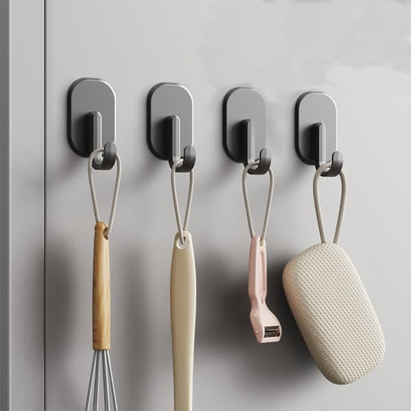 Self-adhesive wall hooks, waterproof nail-free adhesive hooks without drilling, hanging capacity 5 kg max, versatile home storage (5-pack)