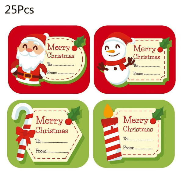 100 kpl Merry Christmas -tarrat, kirjoitettavat nimilaput, jouluiset tarrat, kirjoitettavat tarrat M1